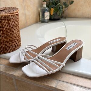 Steve Madden White Multi-Strap Slide Mules